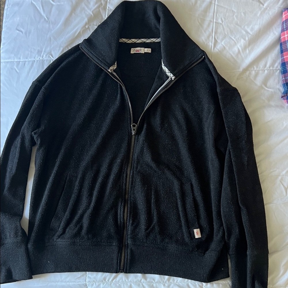 Faherty Black Full-Zip Women's Sweater